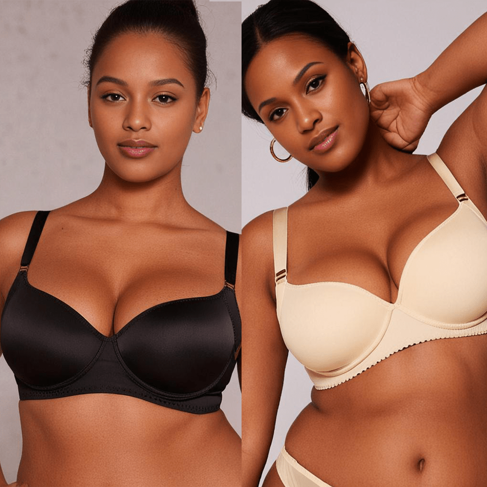 Deep Cup Bra - Black / Beige (Set of 2)